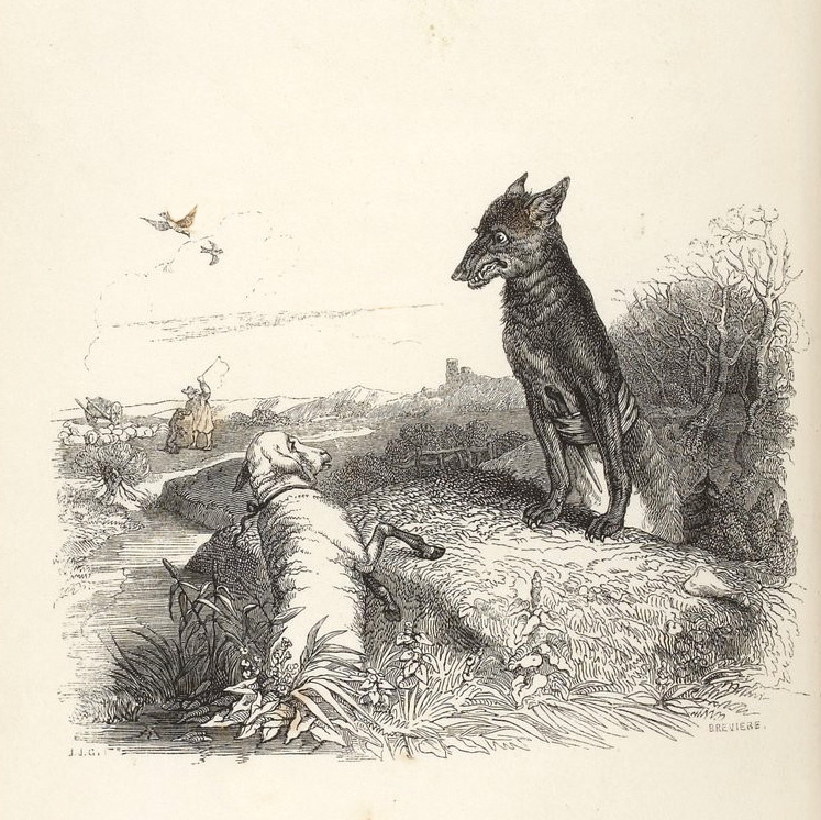 Le Loup et l'Agneau de Jean de La Fontaine illustration par François Grandville