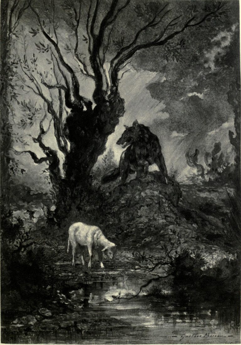 Le Loup et l'Agneau de Jean de La Fontaine illustration par Gustave Moreau