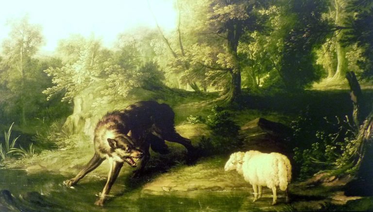 Le Loup et l'Agneau de Jean de La Fontaine illustration par Jean-Baptiste Oudry