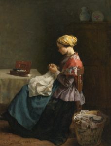 Clochette de Guy de Maupassant - Peinture de Jules Breton - La Petite Couturière - 1868