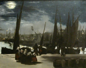 En Mer de Guy de Maupassant - Peinture de Édouard Manet - Clair de Lune sur Le Port de Boulogne - 1868