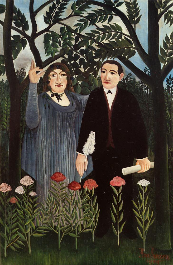 Guillaume Apollinaire - Peinture de Henri Rousseau - La Muse inspirant Le Poète - Apollinaire et Marie Laurencin - 1909