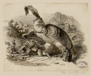 L'Aigle et L'Escarbot de Jean de La Fontaine - Illustration de Grandville