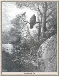 L'Aigle et La Pie de Jean de La Fontaine - Illustration de Gustave Doré