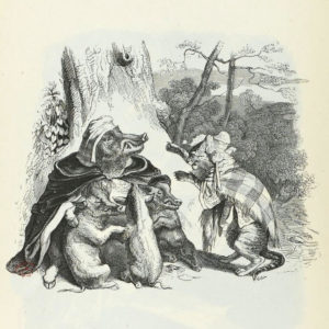 L'Aigle, La Laie et La Chatte de Jean de La Fontaine - Illustration de Grandville