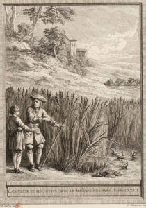 L'Alouette et Ses Petits, avec Le Maître d'Un Champ de Jean de La Fontaine - Gravure Louis Simon Lempereur d'après Jean-Baptiste Oudry - 1759