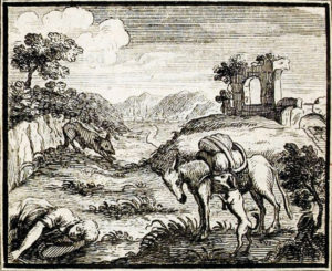 L'Âne et Le Chien de Jean de La Fontaine - Illustration de François Chauveau - 1688