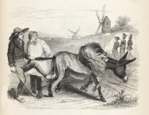 L'Âne Vêtu de La Peau du Lion de Jean de La Fontaine - Illustration de Grandville - 1840