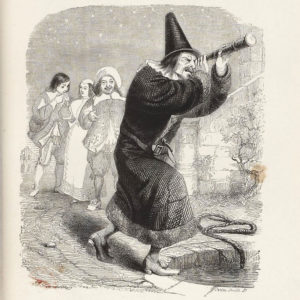 L'Astrologue qui se Laisse Tomber dans Un Puits de Jean de La Fontaine - Illustration de Grandville - 1840