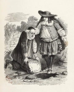 L'Avare qui a Perdu son Trésor de Jean de La Fontaine - Illustration de Grandville - 1840