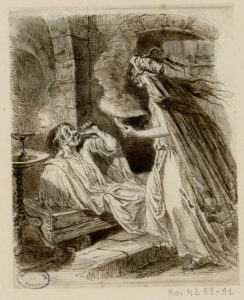 L'Ivrogne et Sa Femme de Jean de La Fontaine - Illustration par Grandville