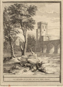 La Laitière et Le Pot au Lait de Jean de La Fontaine - Gravure de William Wynne Ryland d'après illustration par Jean Baptiste Oudry