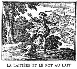 La Laitière et Le Pot au Lait de Jean de La Fontaine - Illustration par François Chauveau