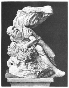 La Mort et Le Bûcheron de Jean de La Fontaine - Dessin d'une sculpture d'Alphonse Legros - 1882