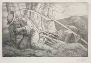 La Mort et Le Bûcheron de Jean de La Fontaine - Estampe de Alphone Legros - 1880