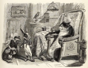 Le Chat, La Belette et Le Petit Lapin de Jean de La Fontaine - Illustration par François Grandville