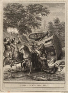 Le Curé et Le Mort de Jean de La Fontaine - Gravure de Louis Legrand d'après illustration de Jean-Baptiste Oudry