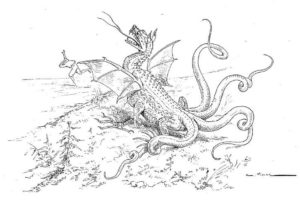 Le Dragon à Plusieurs Têtes et Le Dragon à Plusieurs Queues de Jean de La Fontaine - Illustration de Vimar