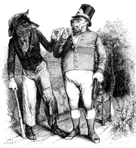 Le Loup et Le Chien de Jean de La Fontaine - Illustration par François Grandville