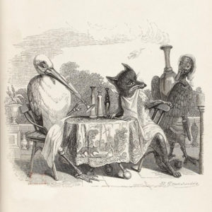 Le Renard et La Cigogne de Jean de La Fontaine - Illustration de Grandville