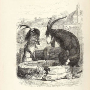 Le Renard et Le Bouc de Jean de La Fontaine - Illustration de Grandville