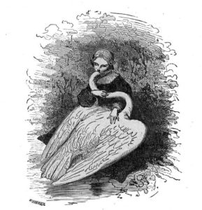 Les Cygnes Sauvages de Hans Christian Andersen - Vignette de Bertall - Elisa et Le Jeune Cygne
