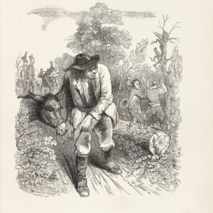 Les Voleurs et L'Âne de Jean de La Fontaine - Illustration par Grandville