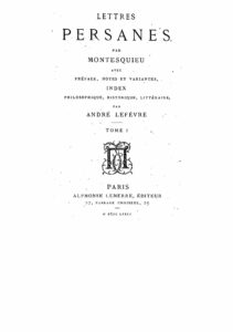 Lettres Persanes de Montesquieu - Frontispice