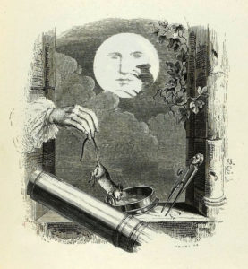 Un Animal dans La Lune de Jean de La Fontaine - Illustration par Grandville - 1840