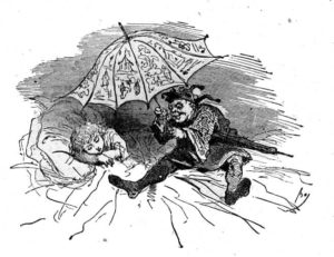 Une Semaine du Petit Elfe Ferme-l'Œil de Hans Christian Andersen - Vignette de Bertall - Le Parapluie