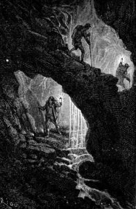 Voyage au Centre de La Terre de Jules Verne - Illustration de Édouard Riou - La Descente - 1864