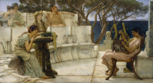 Lesbos de Charles Baudelaire dans Les Fleurs du Mal - Peinture de Sir Lawrence Alma-Tadema - Sappho et Alcaeus - 1881