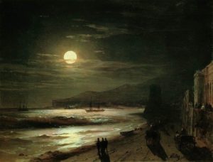 Tristesses de La Lune de Charles Baudelaire dans Les Fleurs du Mal - Peinture de Ivan Aivazovsky - Clair de Lune - 1885