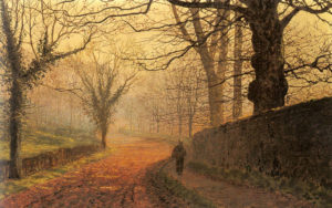 Brumes et Pluies de Charles Baudelaire - Peinture de John Atkinson Grimshaw - Après-midi de novembre, parc Stapleton