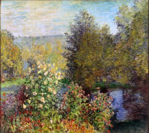 Le Poëte s'en va dans Les Champs de Victor Hugo - Peinture de Claude Monet - Coin de Jardin à Montgeron - 1876