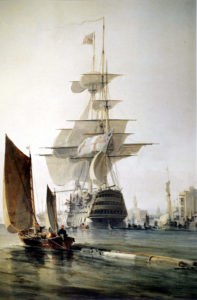 Un Jour Je Vis de Victor Hugo - Peinture de George Hyde Chambers - HMS Britannia entering Portsmouth - 1835