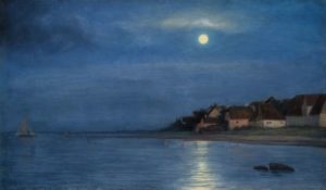 Clair de Lune de Guillaume Apollinaire dans Alcools - Peinture de Carl Bloch - Clair de lune sur la mer à Hellebeck - 1890