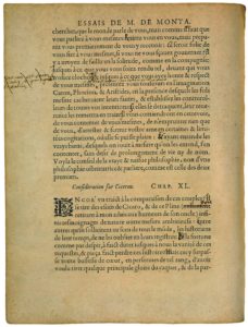 Consideration sur Cicéron de Michel de Montaigne - Essais - Livre 1 Chapitre 40 - Édition de Bordeaux - 001