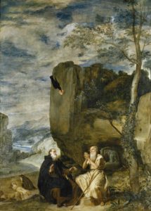 L'Ermite de Guillaume Apollinaire dans Alcools - Peinture de Diego Velazquez - Saint Antoine Abbé et saint Paul, premier ermite - 1634