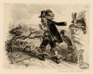 La Chauve-souris, Le Buisson et Le Canard de Jean de La Fontaine dans Les Fables - Illustration de Grandville - 1840