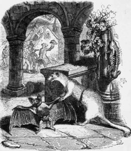 La Chauve-souris et Les Deux Belettes de Jean de La Fontaine dans Les Fables - Illustration de Grandville - 1840