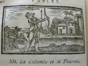 La Colombe et La Fourmi de Jean de La Fontaine dans Les Fables - Illustration de François Chauveau - 1688