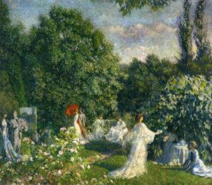 La Fête chez Thérèse de Victor Hugo dans Les Contemplations - Peinture de Philip Leslie Hale - Fête au jardin - 1895
