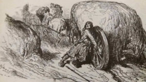 Le Chartier Embourbé de Jean de La Fontaine dans Les Fables - Illustration de Gustave Doré - 1876