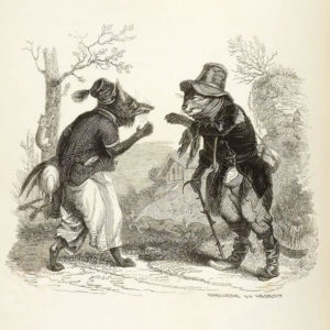 Le Chat et Le Renard de Jean de La Fontaine dans Les Fables - Illustration de Grandville - 1840