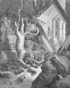 Le Chat et Un Vieux Rat de Jean de La Fontaine dans Les Fables - Gravure de Gustave Doré - 1876