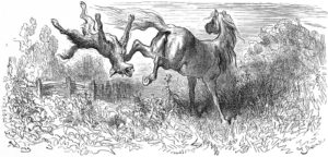 Le Cheval et Le Loup de Jean de La Fontaine dans Les Fables - Gravure de Gustave Doré - 1876