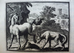 Le Cheval et Le Loup de Jean de La Fontaine dans Les Fables - Illustration de François Chauveau - 1688