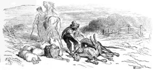 Le Cheval et l'Âne de Jean de La Fontaine dans Les Fables - Gravure de Gustave Doré - 1876