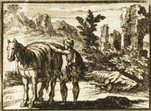 Le Cheval et l'Âne de Jean de La Fontaine dans Les Fables - Illustration de François Chauveau - 1688